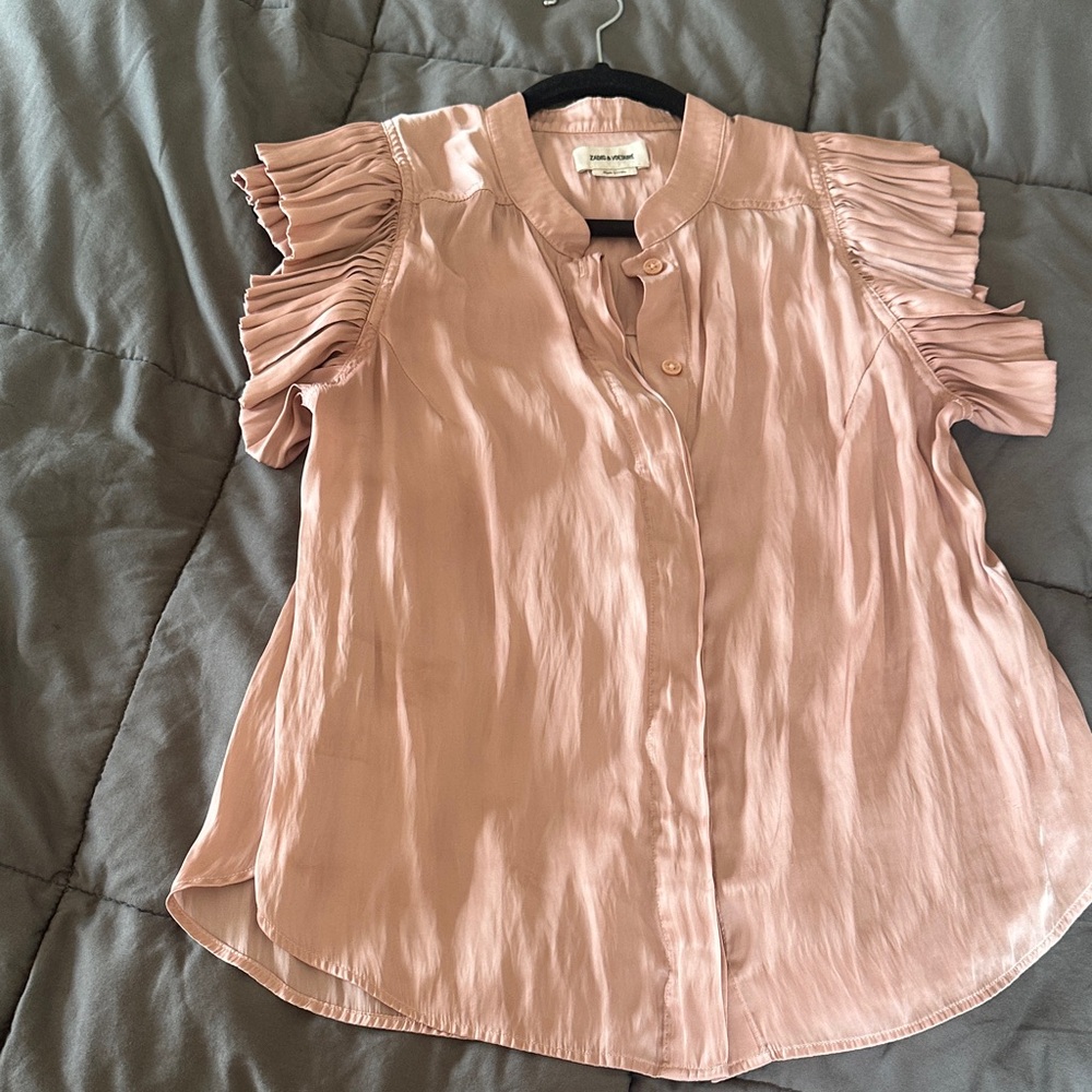 Zadig Voltaire Blush Ruffle Sleeve Blouse
